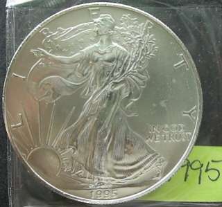 1995 Silver Eagle Dollar Coin 1 Troy Oz. .999 Pure Silver Bullion 