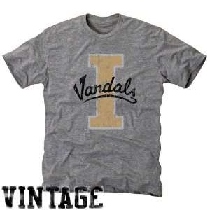  NCAA Idaho Vandals Ash Distressed Logo Vintage Tri Blend T 