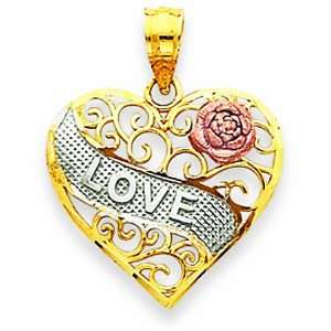    Heart Pendant Tri Colored Love & Flower: GEMaffair Jewelry