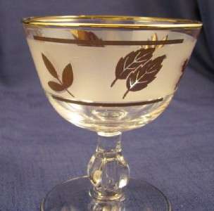 Libbey Golden Foliage Gold Leaf Champagne/Sherbert Glass 4.25 