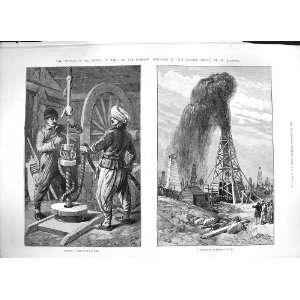   1886 PETROLEUM OIL WELLS BAKU CASPIAN BORING FOUNTAIN