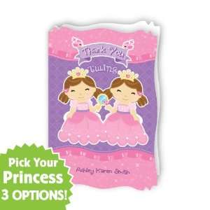  Twin Princesses   Personalized Baby Thank You Cards With 