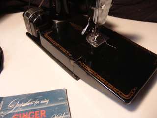Singer FeatherWeight Model 221 Sewing Machine with Attachments Case 