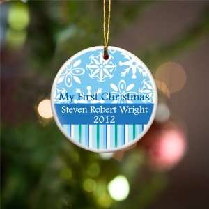  Blue Personalized My First Christmas Ornament: Home 