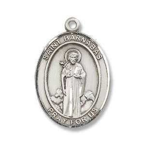 Sterling Silver St. Barnabas Medal Pendant with 24 Stainless Steel 