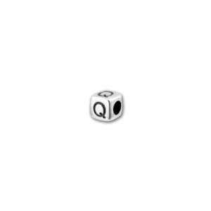   ® 7mm Antique Silver Block Letter Bead   Q Arts, Crafts & Sewing