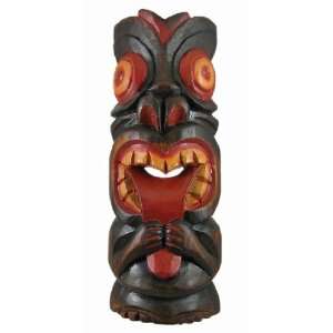  Hand Carved Painted Silly Tiki Wooden Wall Mask: Home 