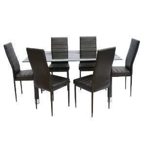  Yuan Tai Bama 7 Pc Dining Set Table, 6 Side Chairs Dark 