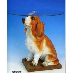  BASSET HOUNDS DOG End Table with Glass Top NEW: Home 