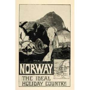  1924 Print Norway Norge Travel Per Krogh Mini Poster 