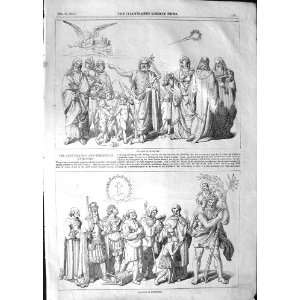 1852 CHRISTMAS CEREMONY EXETER CATHEDRAL CHURCH SCENE:  