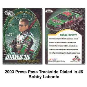   Pass Trackside Dialed In 03 Bobby Labonte Card