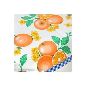  Tropical Hibiscus Oilcloth Table Cloth   Orange (48 x 48 