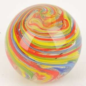  Murano Paperweight Thunder Yellow Storm 