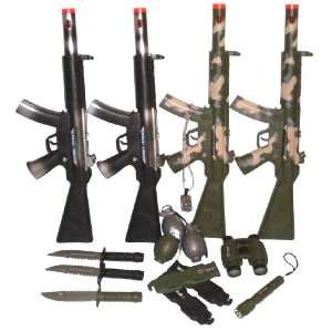 Lot of 4 Kids Toy M16 B/o Machine Guns Grenades, Knives 