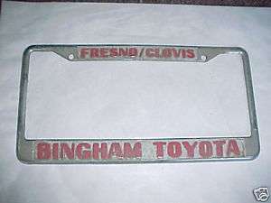 Vintage car Metal License plate dealer frame Toyota tag  