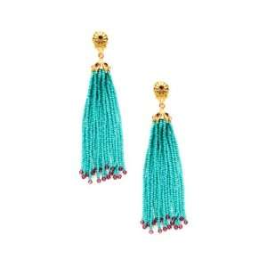  Beaded Turquoise Tassel Drop Earrings Jewelry