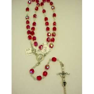  Red Crystal Beads Catholic Rosary 