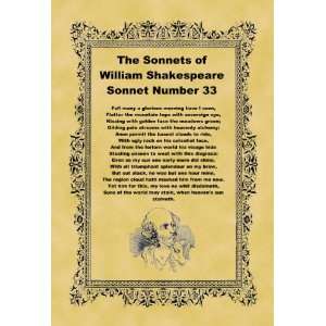   A4 Size Parchment Poster Shakespeare Sonnet Number 33: Home & Kitchen
