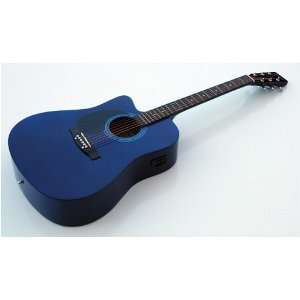   BLUE LEFT HANDED ACOUSTIC ELECTRIC GUITAR LEFTY: Musical Instruments