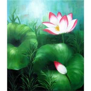 Modern Abstract Art Asian Lotus Flower Feng Shui Oil Painting 632 