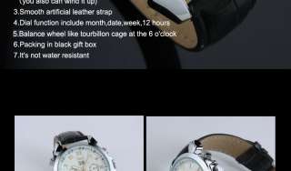 New Wrist Date Automatic Tourbillon Mechanical Leather Mens Watch 