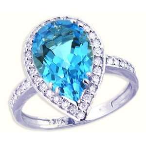   Gemstone and Diamond Cocktail & Right Hand Ring Swiss Blue Topaz