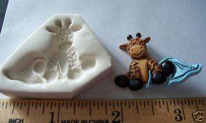 Baby Giraffe w Blanket Hard Polymer Clay Mold Handmade  