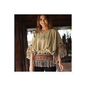  NOVICA Cotton blouse, Hypnotic Beige