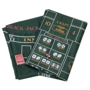   Reversible FELT Blackjack and Craps with cards and dice Toys & Games