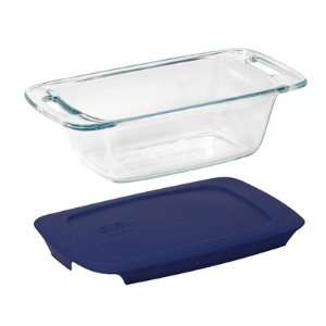 Easy Grab 1.5 Qt Loaf Dish with Blue Plastic Cover  
