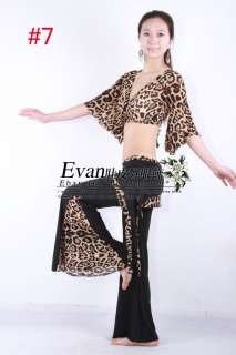 New! Belly Dance Costume Leopard Top&Pants 4Colours  
