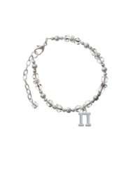 Greek Letter Pi Clear Czech Glass Beaded Charm Bracelet [Jewelry]