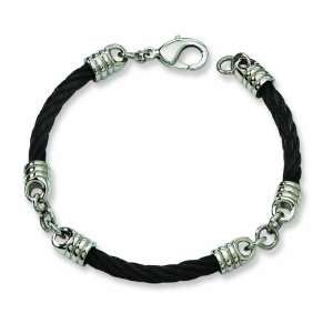    Black Plated Stainless Steel Coil Chain Rope Bracelet: Jewelry