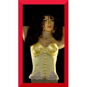   Yellow Silk & Ivory Lace Underwire Bra Top size Small: Everything Else
