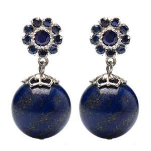  : Lapis Lazuli and Sapphire Sterling Silver Dangle Earrings: Jewelry