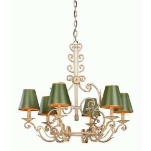  Holly Hill Green Tole Biron White Rustic Chandelier