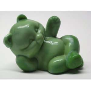  Fenton Chameleon Green Glass Laying Waving Bear 