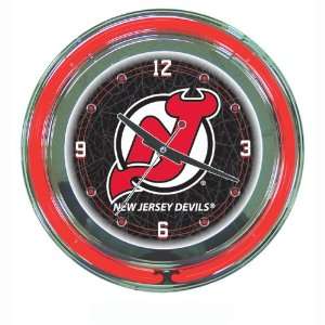  NHL New Jersey Devils Neon Clock   14 inch Diameter 