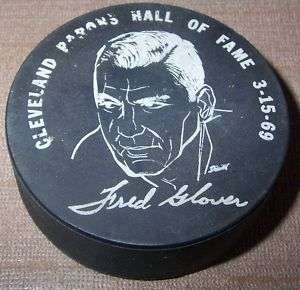 Dated 1969 Cleveland Barons Fred Glover HOF Hockey Puck  