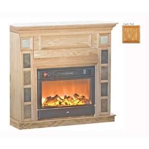   44 in. Corner Fireplace Mantel with Tile   Lite Oak
