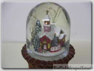 New 11 Church WaterGlobe Wooden Base Silent Night  