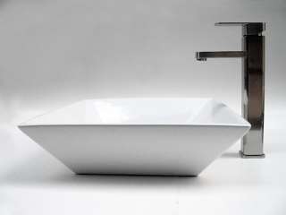 New Porcelain Ceramic Square Bathroom Vessel Sink Bowl Designer Basin 