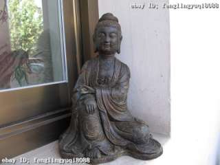 Tibet Buddhism Bronze Sit Kwan Yin Bodhisattva Guan Yin Buddha Statue 