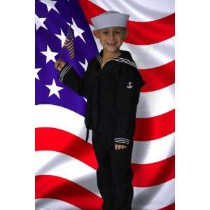 7000 4 piece Navy Black Sailor Outfit comes with a Top, Pants, a Hat 
