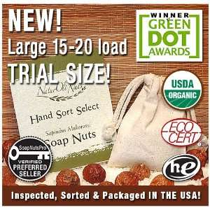 USDA CERTIFIED ORGANIC seedless soap nuts. Heavy duty wash bag + 8 pg 