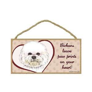  Bichon Frise   leave paw prints on your heart Door Sign 5 
