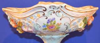 Lg Carl Thieme Saxonian Porcelain Putti Flower Compote Tazza  