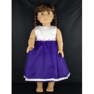  Beautiful Purple and White Doll Dress with Flower Details 