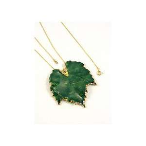    REAL LEAF Grape Leaf Necklace Pendant Green & Chain: Jewelry